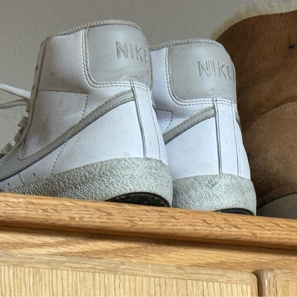 Gray and White High-Top Nike Blazer Sneakers - Picture 4 of 6